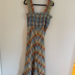 Ganni Colorful Checkered Plaid Gingham Maxi Dress size 38